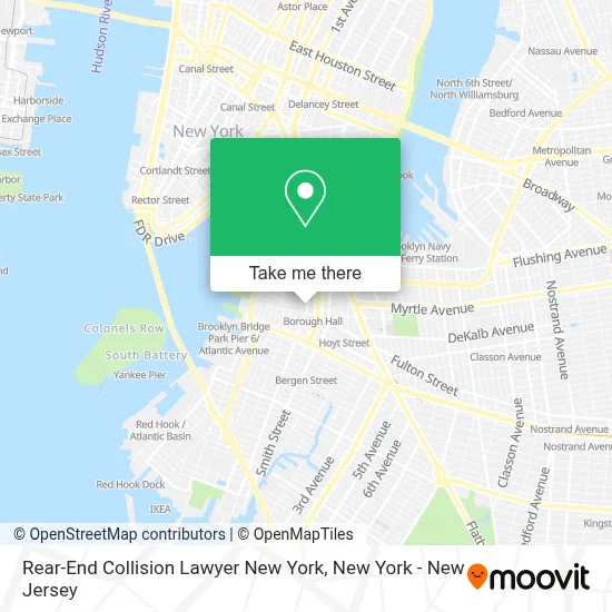 Rear-End Collision Lawyer New York map
