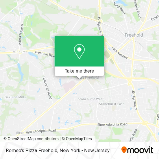 Romeo's Pizza Freehold map