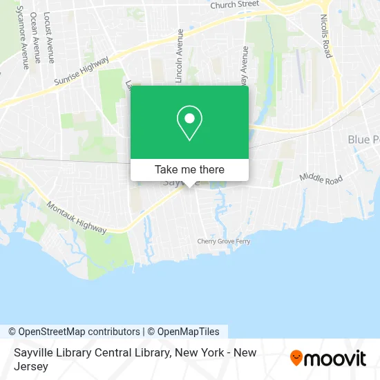 Sayville Library Central Library map