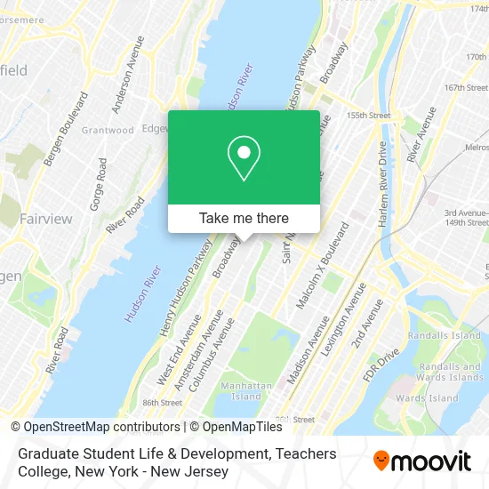 Graduate Student Life & Development, Teachers College map