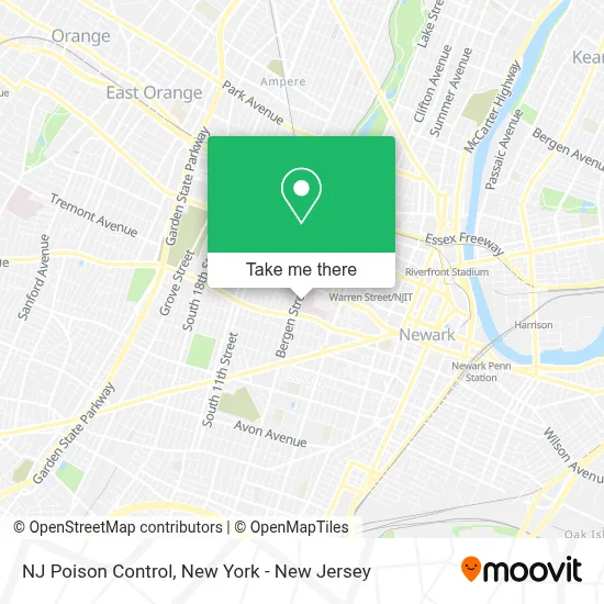 NJ Poison Control map