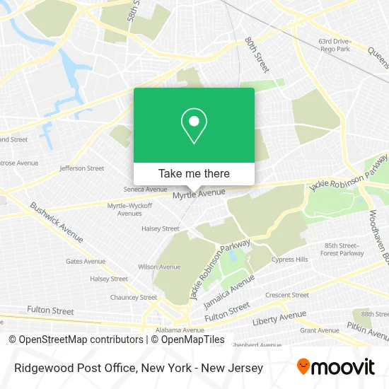 Ridgewood Post Office map