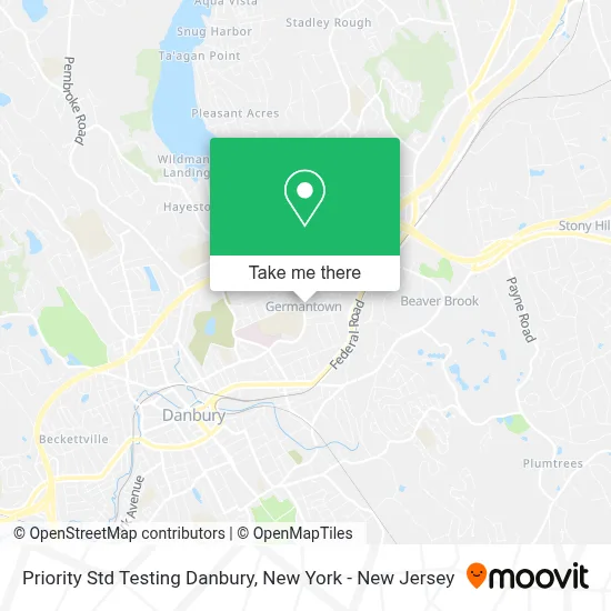 Priority Std Testing Danbury map