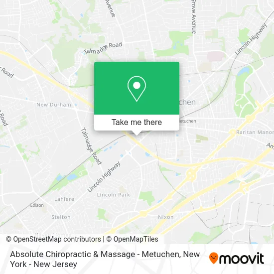 Absolute Chiropractic & Massage - Metuchen map
