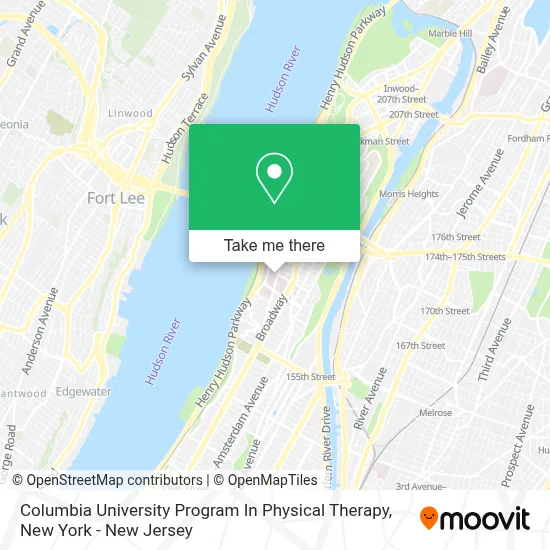 Columbia University Program In Physical Therapy map