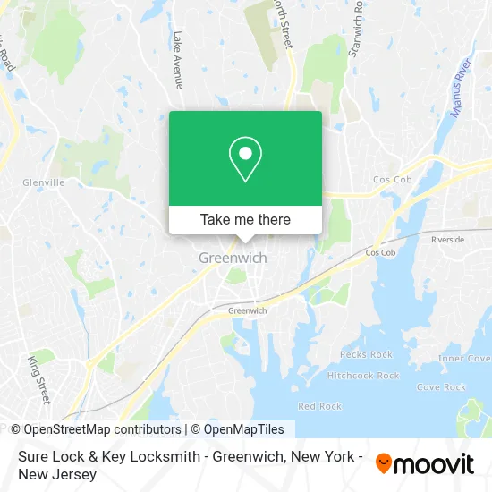 Sure Lock & Key Locksmith - Greenwich map
