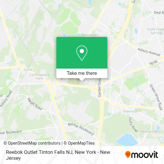 Reebok Outlet Tinton Falls NJ map