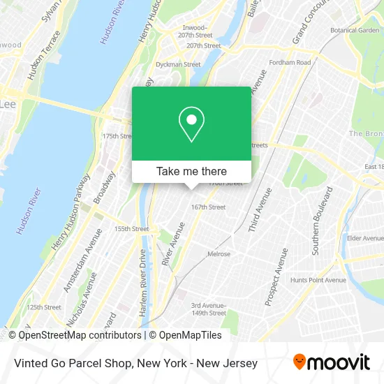 Vinted Go Parcel Shop map