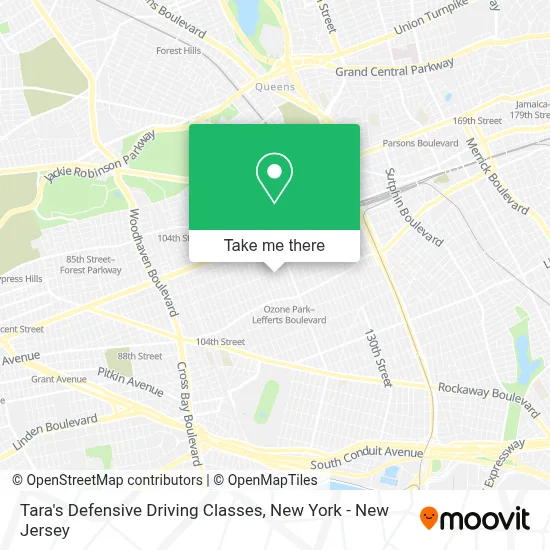 Tara's Defensive Driving Classes map