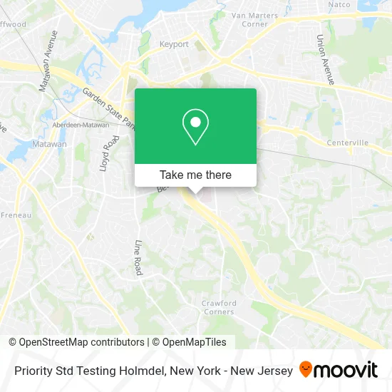 Priority Std Testing Holmdel map