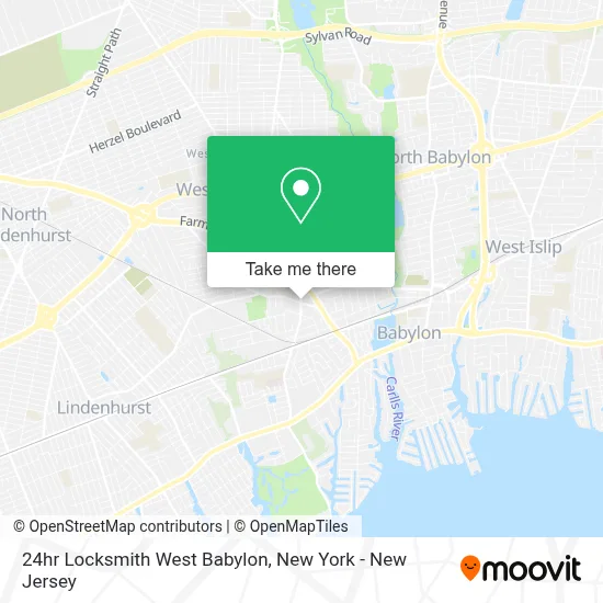 24hr Locksmith West Babylon map