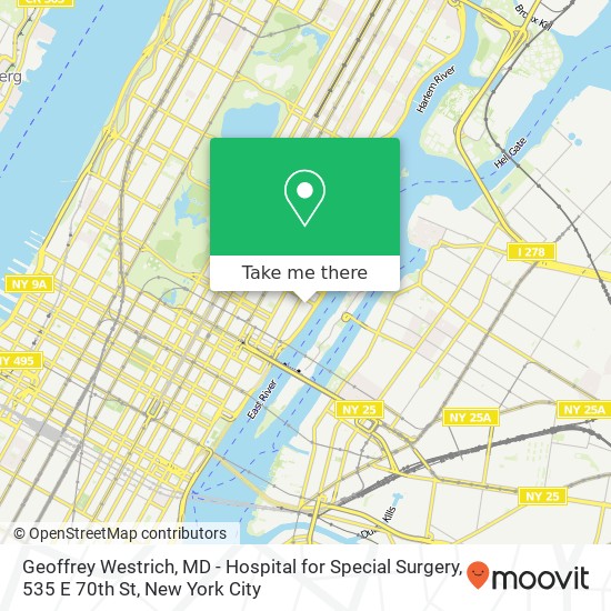 Mapa de Geoffrey Westrich, MD - Hospital for Special Surgery, 535 E 70th St