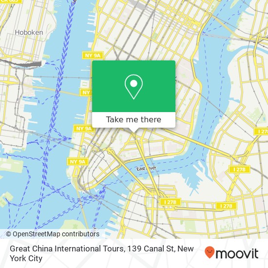 Mapa de Great China International Tours, 139 Canal St