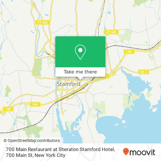 Mapa de 700 Main Restaurant at Sheraton Stamford Hotel, 700 Main St