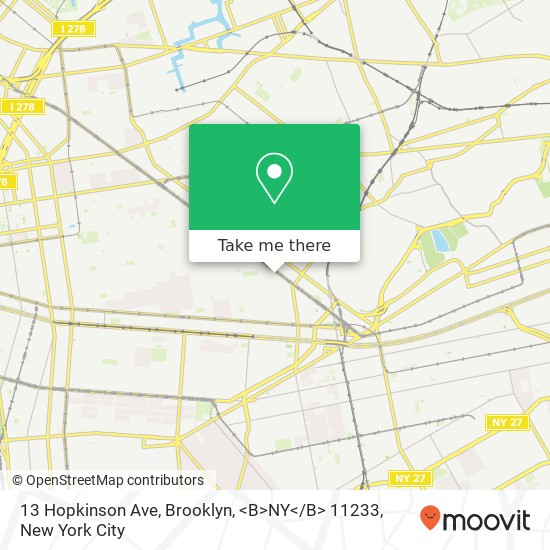 13 Hopkinson Ave, Brooklyn, <B>NY< / B> 11233 map