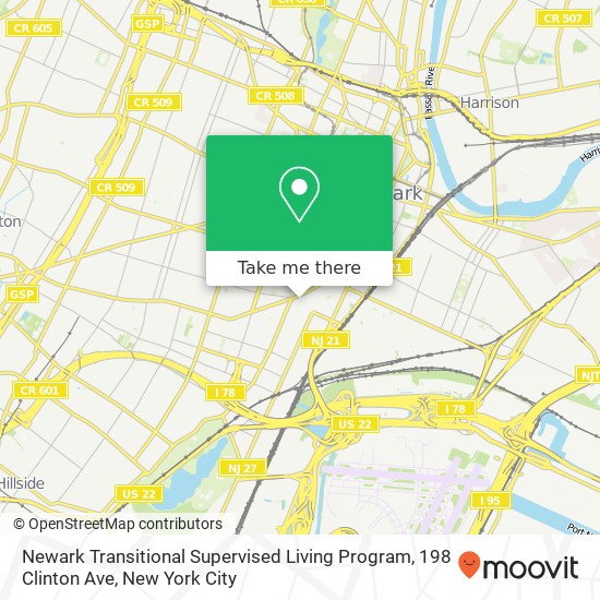 Mapa de Newark Transitional Supervised Living Program, 198 Clinton Ave