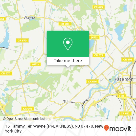 Mapa de 16 Tammy Ter, Wayne (PREAKNESS), NJ 07470