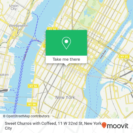 Mapa de Sweet Churros with Coffeed, 11 W 32nd St