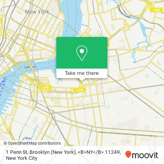 Mapa de 1 Penn St, Brooklyn (New York), <B>NY< / B> 11249
