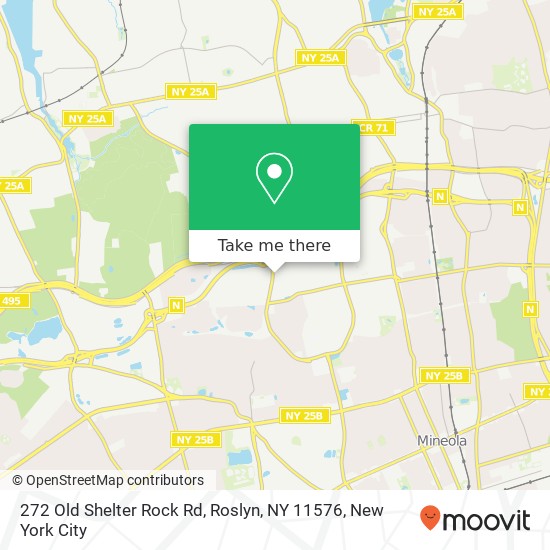 Mapa de 272 Old Shelter Rock Rd, Roslyn, NY 11576