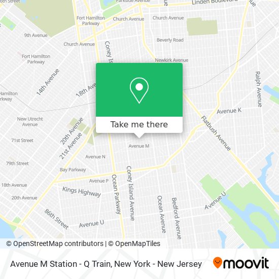 Avenue M Station - Q Train map