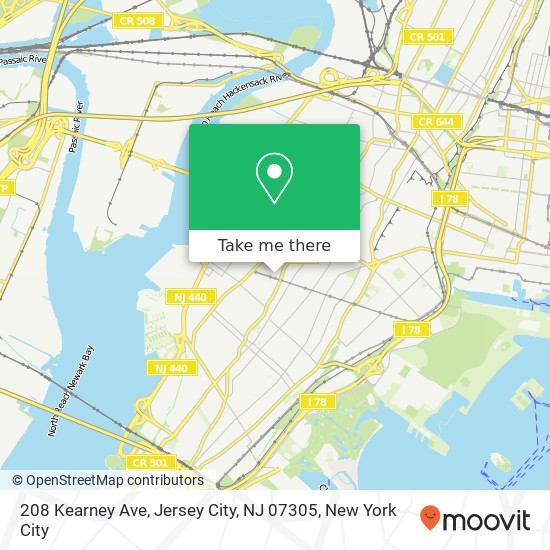 208 Kearney Ave, Jersey City, NJ 07305 map
