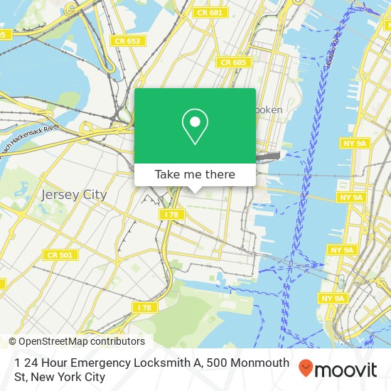 Mapa de 1 24 Hour Emergency Locksmith A, 500 Monmouth St