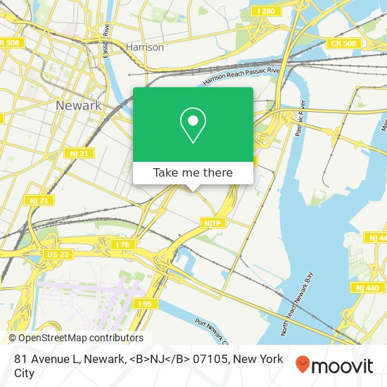 Mapa de 81 Avenue L, Newark, <B>NJ< / B> 07105
