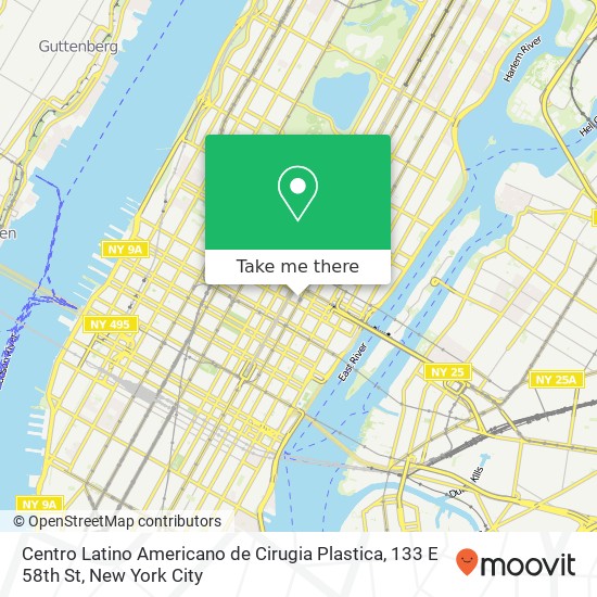 Mapa de Centro Latino Americano de Cirugia Plastica, 133 E 58th St