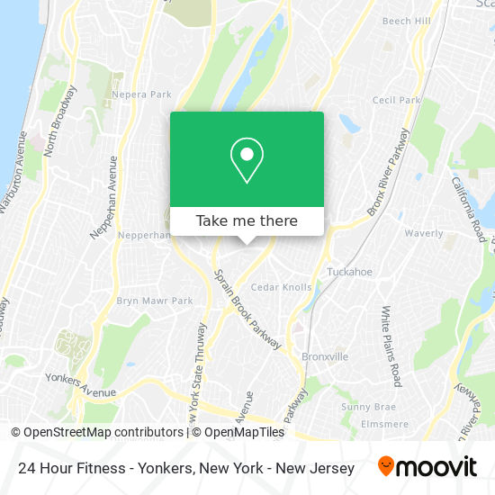 24 Hour Fitness - Yonkers map