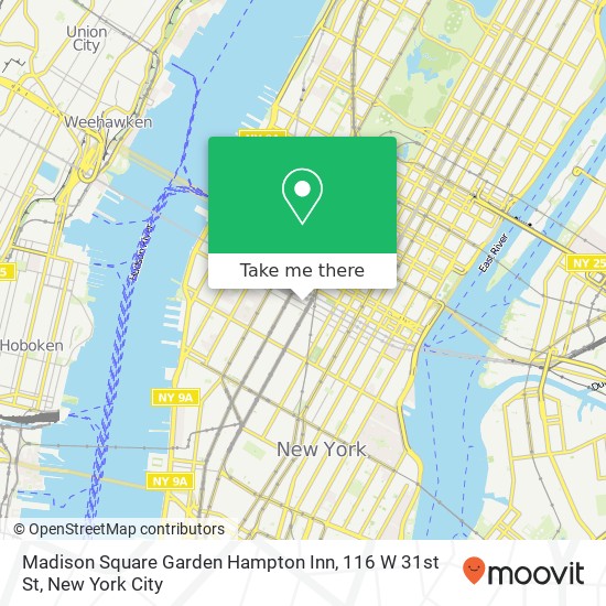 Mapa de Madison Square Garden Hampton Inn, 116 W 31st St