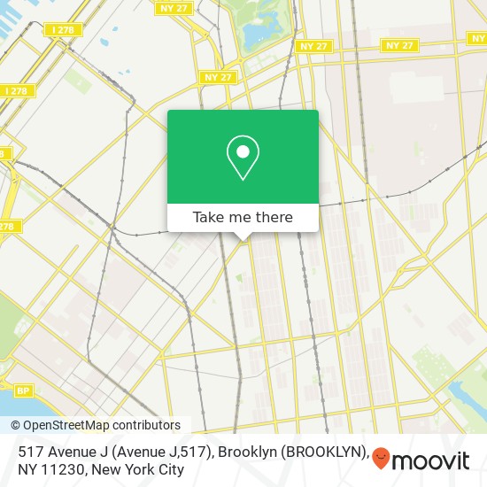 Mapa de 517 Avenue J (Avenue J,517), Brooklyn (BROOKLYN), NY 11230