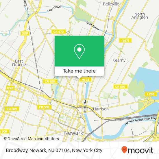 Mapa de Broadway, Newark, NJ 07104
