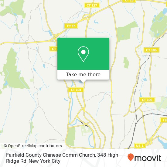 Mapa de Fairfield County Chinese Comm Church, 348 High Ridge Rd