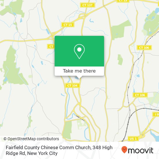 Fairfield County Chinese Comm Church, 348 High Ridge Rd map