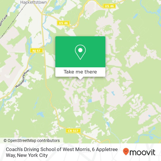 Mapa de Coach's Driving School of West Morris, 6 Appletree Way