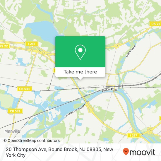 Mapa de 20 Thompson Ave, Bound Brook, NJ 08805