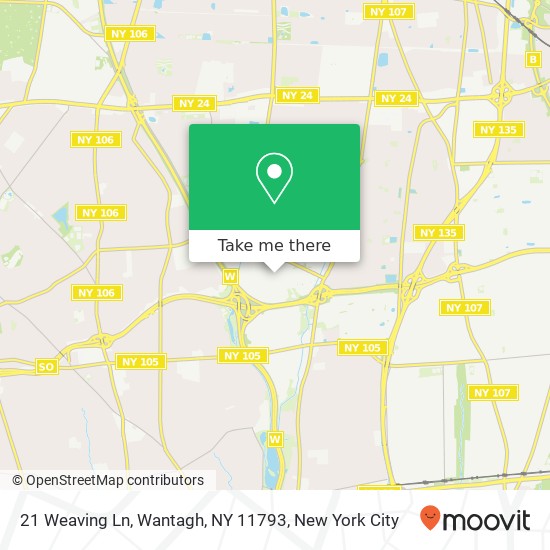 Mapa de 21 Weaving Ln, Wantagh, NY 11793