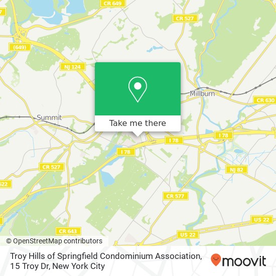 Mapa de Troy Hills of Springfield Condominium Association, 15 Troy Dr