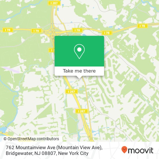 Mapa de 762 Mountainview Ave (Mountain View Ave), Bridgewater, NJ 08807