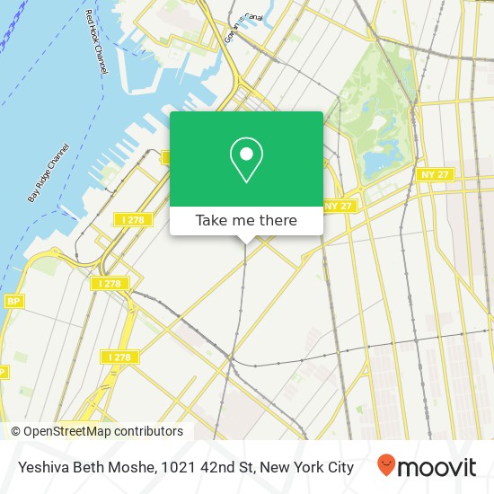 Mapa de Yeshiva Beth Moshe, 1021 42nd St