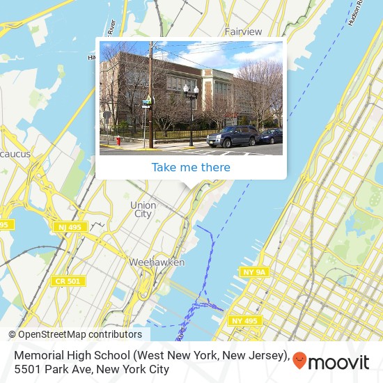 Mapa de Memorial High School (West New York, New Jersey), 5501 Park Ave