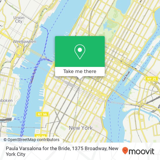 Mapa de Paula Varsalona for the Bride, 1375 Broadway