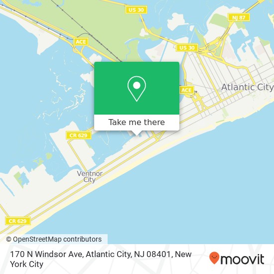 Mapa de 170 N Windsor Ave, Atlantic City, NJ 08401