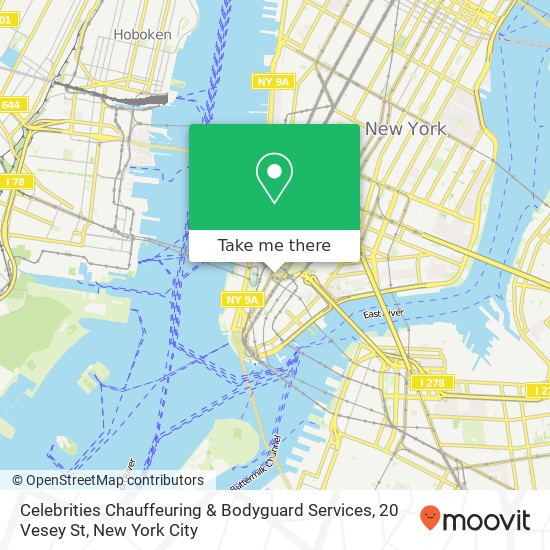 Celebrities Chauffeuring & Bodyguard Services, 20 Vesey St map