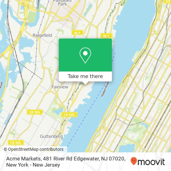 Mapa de Acme Markets, 481 River Rd Edgewater, NJ 07020