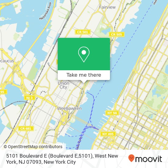 Mapa de 5101 Boulevard E (Boulevard E,5101), West New York, NJ 07093