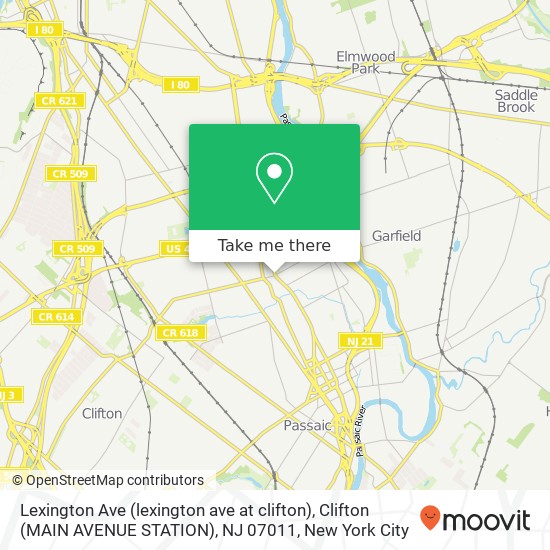 Lexington Ave (lexington ave at clifton), Clifton (MAIN AVENUE STATION), NJ 07011 map