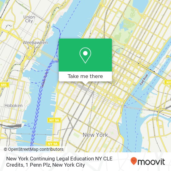 Mapa de New York Continuing Legal Education NY CLE Credits, 1 Penn Plz
