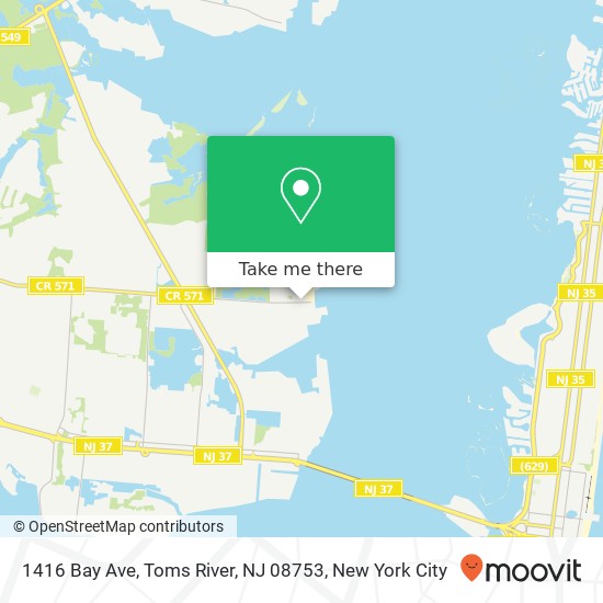 Mapa de 1416 Bay Ave, Toms River, NJ 08753